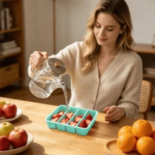 1-Cup Silicone Freezing Trays With Lid,1 Pack,Easy-Release Silicone Freezer Molds For Soup Ice Cubes,Soup Freezer Molds,Freeze & Store Broth,Sauce,Leftovers - Makes4 Perfect 1 Cup Portions - 薄荷藍 - 查看 5
