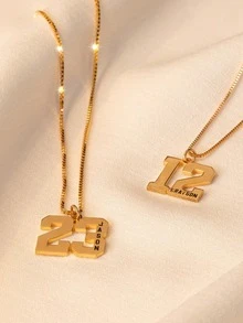 [ZzAi Custom]1件客製化數字姓名項鍊 - 數字棒球項鍊 - 個性化籃球數字吊墜項鍊 - 運動珠寶 - 款式2 - 查看 2