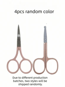 1pc Black Stainless Steel Cross-Stitch Embroidery Scissors, Eyebrow Trimming Small Scissors, Beauty Makeup Tool, Random Packaging Bag - Pink - View 9
