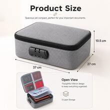 [Fireproof Bag] High Quality Fireproof Document Bag 17x11.8x5 Inches, 3 Carrying Ways, Multi-Layer Storage Bag, With Mesh Pocket, Card Slot And Combination Lock, Suitable For Travel, Home And Office Emergency Preparedness - C - View 5