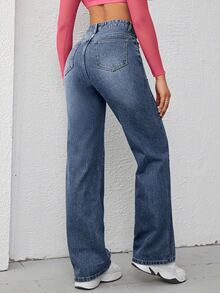 Women's Casual Jeans, Blue, Mid-Rise, Retro Style And Versatile. - Blue - View 3