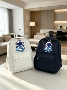中性波普藝術太空人印花背包，多色大容量休閒日用包，適合校園與旅行 - 彩色 - 查看 8