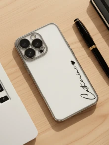 客製化草寫姓名電鍍透明手機殼，極簡小愛心個性化 DIY 刻字透明防震保護殼，適用於 iPhone 17 16 15 14 13 12 11 Pro Max Plus，優雅美感手機配件，適合女性、青少年、女孩，生日、情人節、聖誕節、母親節、畢業週年紀念 - 銀色 - 查看 4