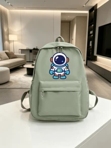 中性波普藝術太空人印花背包，多色大容量休閒日用包，適合校園與旅行 - 彩色 - 查看 5