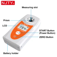 NJTY Digital Refractometer Brix Meter, Portable Digital Sugar Refractometer With HD LCD Screen, Auto Temperature Compensation, Fast 3s Measuring Sugar Tester For Fruit, Juice, Beverage, Vegetables, Home And Industry Use - A - View 8