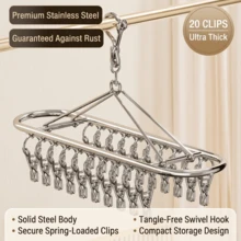 1pc Stainless Steel Oval Curved Multi-Clip Drying Rack With Multi-Functional Underwear And Socks Hanger For Home Laundry Organization And Storage Solutions - View 7