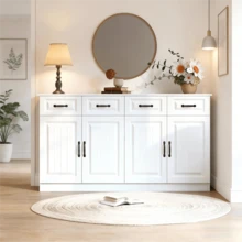160 Cm Sideboard Cabinet In MDF With Storage Doors - White - View 1