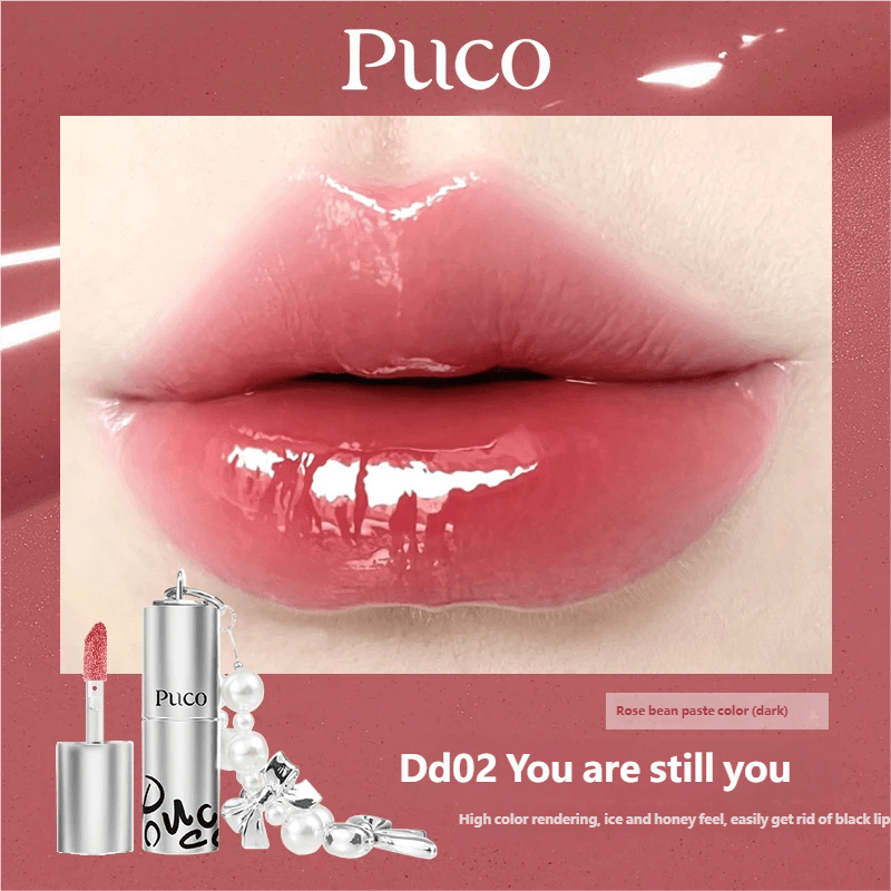 سيروم الشفاه PUCO، يقلل من خطوط الشفاه، ملمع شفاه مع زيت مرطب، طويل الأمد، أحمر شفاه بلون حليب الشاي الكراميل اللطيف