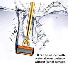 Men's 8-Layer Blades Gold-Plated Manual Razor Kit , Comfort Grip, Reusable, Lightweight For Travel, Delivers A Close, Smooth Shave For Everyday Grooming Needs, Ideal For Daily & Travel Use ﻿ - Multicolor - View 6