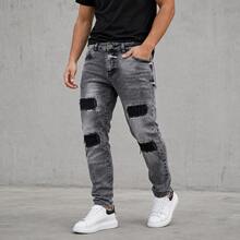 Men's Slim Fit Player Jeans With Elastane, Modern Style, Stonewashed, Streetwear Style. - J/02 - 查看 7