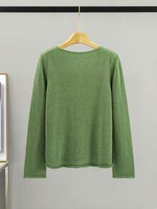 GIGOGOU Women's Lightweight Knit Sweater Casual V-Neck Long Sleeve Pullover Autumn/Winter Style Fall - Green - View 6