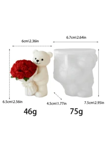 1pc Teddy Bear Holding Bouquet Candle Silicone Mold, Suitable For Valentine's Day Gift, Handmade DIY, Valentine's Day And Mother's Day Theme Home Decor, Craft, Bow Lollipop Teddy Bear Candle Silicone Mold - Bear-shaped Bouquet - Candle Mold - View 11