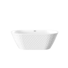 59'' Acrylic Freestanding Bathtub With Unique Diamond Pattern Design: Spacious Oval Shape,  Gloss White Finish,  Overflow And -Up Drain CUPC Certificate-XY579964 - Multicolor - View 10