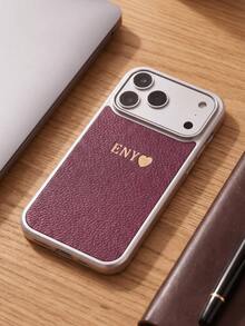 客製化手機保護殼，相容 iPhone 17 16 15 14 13 12 11 Pro Max、17 Air、16 15 14 Plus，相容 S25 S24 S23 S22 S21 Ultra Plus、S23 S21 S20 FE、A55 A54 A53 A52 A51 A35 A34 A33 A32 A23 A21S A15 A14 A13 A12 A03 5G 4G，INS 韓系奢華 PU 皮革，個性化首字母姓名 3D DIY 金色雕刻，情人節/節日禮物，適合戀人、朋友、家人與自己 - 酒紅色 - 查看 3
