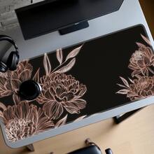 Extra Large Gaming Mouse Pad | Ultra Wide Computer Desk Accessory, Rose Gold Peony Floral Pattern, Non-Slip Rubber Base, Washable Surface, Multiple Sizes Available - Mouse Pad - View 2