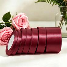 25 Yards/Roll Burgundy Polyester Gift Wrapping Ribbon, Suitable For DIY Hair Accessories, Clothing, Bags, Floral Arrangements, Gift Boxes, Weddings, Mother's Day, Birthdays And Various Holiday Party Decorations - Multicolor - View 2