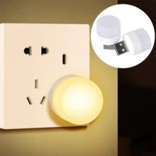 10 st USB-nattlampa med plug-in LED, mini kreativ rund mjuk lampa med ögonskydd, bärbar sänglampa för studentboende, sovrum och heminredning - Nattlampa - Visa 1