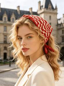 1pc French Knit Lace Triangle Scarf Headband, Women's Vintage Versatile Hair Accessory Hat, Hairband, Suitable For Daily Gatherings, Hair Styling, Beach Vacation, Back To School, Graduation Season, Best Birthday Gift For Friends - Multicolor - View 6