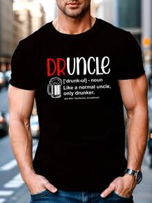 Camiseta de Hombre con Estampado Drunk Uncle - Manga Corta Casual, Poliéster Transpirable, Camiseta con Estampado Geométrico de Verano - Gris oscuro - estilo2 - Ver 6