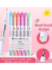 Random 1 Pc Floral Outline Pens, Curve Pens For Planners, Decorative Pens With Floral Designs, Roller Pens For Scrapbooks, And Special Pens For Hand- Reports, Back To School - Double-ended Pen - View 4