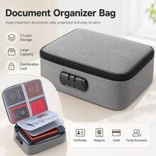 [Fireproof Bag] High Quality Fireproof Document Bag 17x11.8x5 Inches, 3 Carrying Ways, Multi-Layer Storage Bag, With Mesh Pocket, Card Slot And Combination Lock, Suitable For Travel, Home And Office Emergency Preparedness - C - View 1