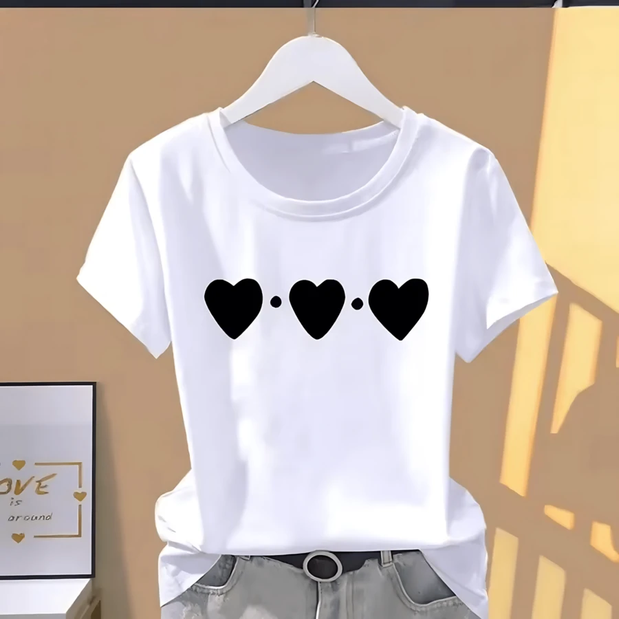 Camiseta deportiva con estampado Floral para mujer, camiseta informal explosiva de manga corta, camisetas gráficas, ropa para mujer, camiseta de gran tamaño - Blanco - Ver 1