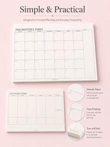 Student Planner, Tear-Off Page School Schedule Book, Undated Monthly/Weekly Calendar, Homework To-Do List Notebook, Teenager Study Planning Book School Supplies - Multiple Styles - View 3