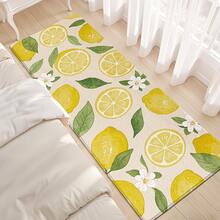 1pc Lemon Print Rug, Summer Fresh Style, Decorative Rug, Bedroom Decor, Small Rug, Carpet, Home Decor, Living Room Rug, Living Room Small Rug, Bedroom Rug, Living Room Home Decor, Outdoor Rug, Washable Rug - Multicolor 4 - View 3