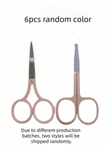 1pc Black Stainless Steel Cross-Stitch Embroidery Scissors, Eyebrow Trimming Small Scissors, Beauty Makeup Tool, Random Packaging Bag - Pink - View 11