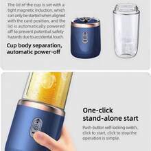 SOKANY Portable Juicer Cup/Juice Cup/Milkshake Cup, 1500mAh Lithium Battery, Dual Cup With Lid Design, 6-Blade 304 Stainless Steel, 40W High Power, 400ml Large Capacity, Suitable For Juicing/Milkshake/Crushed Ice And More - 0.5L-1L - View 7