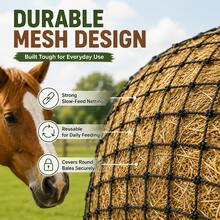 [Horse Stuff] Hay Net, Hay Nets For Horses - Slow Feed Hay Nets For Horses, Heavy-Duty Round Bale Hay Bag For Reducing Waste & Promoting Healthy Eating - Stall Or Pasture Use, Horse Supplies - View 6