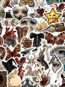 50 piezas Pegatinas Grotescas Europeas, Pegatinas de Estética Vintage, Adecuadas para Diario, Scrapbooking, Portátiles, Cuadernos, Decoración de Manualidades. - Multicolor - Ver 2