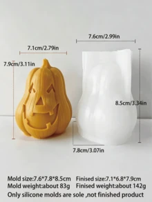 1件萬聖節南瓜燈籠矽膠手工模具，3D南瓜蠟燭模具，經典鬼臉南瓜燈籠造型，矽膠易脫模，可製作香氛蠟燭、石膏飾品、樹脂手工藝、水泥裝飾、手工皂、巧克力DIY，萬聖節派對裝飾，趣味禮物，秋季家居裝飾，兒童手工材料，節日紀念品 - A - 查看 9