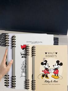 Disney New 1/4 Piece, Disney Cartoon Pattern Sewing Notebook, Donald Duck Mickey Mouse A5 Spiral Notebook, Matte Surface With Iconic Characters And Eye-Catching Phrases, Reading And Writing Notebook, Perfect For Men And Women's Daily Planning And Homework Journal (DIY Assembly)_Some Colors May Be Random - Rectangle - View 11