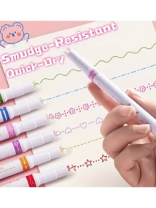 Random 1 Pc Floral Outline Pens, Curve Pens For Planners, Decorative Pens With Floral Designs, Roller Pens For Scrapbooks, And Special Pens For Hand- Reports, Back To School - Double-ended Pen - View 6