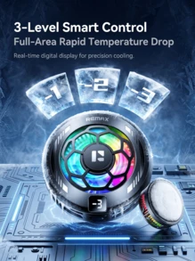 REMAX Semiconductor-Based Ice-Cooling, Three-Level Adjustable Temperature Control, Digital Temperature Display, Magnetic/Back Clip Dual Modes-RT-F13 Mobile Phone Cooler, Made Of Aluminum Alloy And Ceramic, With Type-C Power Supply. - Multicolor - View 3