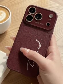 Étui de téléphone en PU avec monogramme de nom et initiales personnalisés compatible avec iPhone 17 16 15 14 13 12 11 Pro Max Series, motif de crocodile luxueuse, antichoc et anti-rayures, parfait pour iPhone 17 Pro Max, choix de cadeau de Noël idéal - Rouge foncé - Voir 6