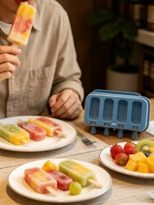 Molde de silicona para helados Quttin 4 unidades, molde flexible fácil desmoldeo para frutas, yogur y granizados  El color se enviará al azar. - Multicolor - Ver 1