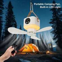 Portable Ceiling Fan, LED Ceiling Fan, Can Be Installed Anywhere. 3600mAh Battery, USB-Rechargeable Fan With Remote Control, 4 Speed Settings, Timer Function And Detachable Design, Suitable For Bedrooms, Outdoor Travel And Camping. - Multicolor - View 2