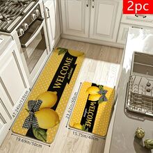 1pc Lemon Print Rug, Summer Fresh Style, Decorative Rug, Bedroom Decor, Small Rug, Rug, Home Decor, Living Room Rug, Living Room Small Rug, Bedroom Rug, Living Room Home Decor, Outdoor Rug, Washable Rug - Multicolor 7 - View 5