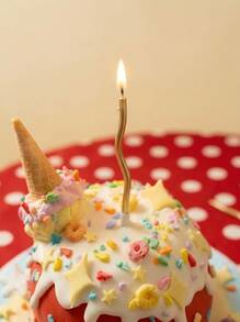Joivida 6pcs/Box Curved Candle, Birthday Cake Decorative Insert - Champagne - View 3