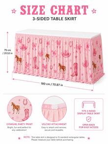 1pc Cowboy Hat Boot Bow Disco Ball Print Table Skirt - Great For Country Western Girl Birthday, Bachelorette Party, Home Decor, Room Decor, Bedroom Decor, Garden, Kitchen, Wedding, Holiday Essentials & Cowgirl Themed Celebration - Multicolor - View 10