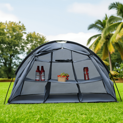 1pc Detachable Outdoor Storage Cabinet Organizer Dustproof Multi-Functional Travel Tent Storage Tool With Zipper Door Curtain Shoe Cabinet