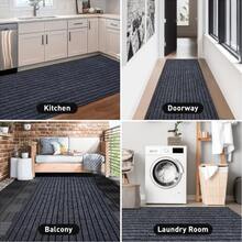 Anti-Slip Kitchen Floor Mat, Absorbent Oil-Proof Striped Carpet, Easy To Clean - Grey - View 5