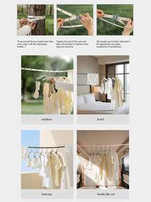 1pc Travel Clothesline, Outdoor Laundry Rope, Portable Hotel Hanging Rope, Windproof Folding Clothes Rack, Outdoor Quilt Drying, Portable Clothesline, Outdoor Travel Clothes Rack Storage Tool, Adjustable No-Drill Indoor/Outdoor Quilt Drying - Multicolor - View 11
