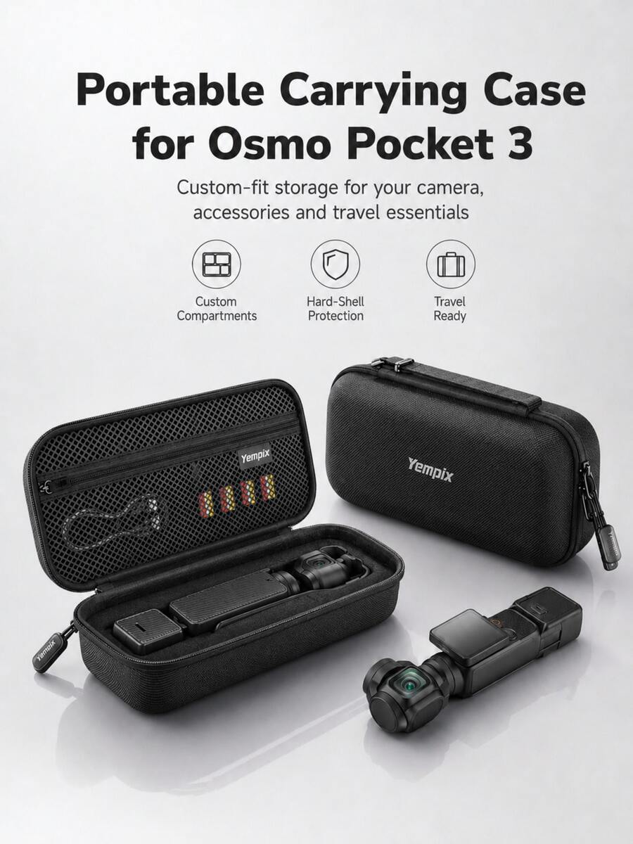Portable EVA Hard Shell Storage Case For Osmo Pocket 3, Shockproof And Water-Resistant Travel Protective Box, Can Store Camera, Filters, Memory Cards And Charging Cables, Only Storage Case Not Included Camera - View 1