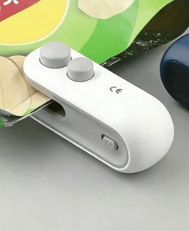 1件裝食品包裝袋封口器，內置磁吸式USB充電電池，便攜迷你熱封口機，適合野餐與旅行，手動壓式塑膠袋封口器 - 彩色 - 查看 2