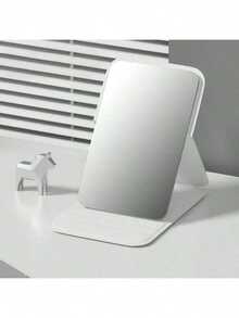 Espejo de maquillaje minimalista para baño y dormitorio, espejo plegable estilo Simpleini, espejo portátil de cuero PU, espejo para dormitorio universitario de regreso a clases, espejo de tocador portátil de escritorio, espejo con soporte de escritorio, espejo de maquillaje de mano, espejo de escritorio ajustable, espejo de tocador para dormitorio de estudiante, decoración del hogar, decoración de baño y habitación, organizador de maquillaje de verano, accesorios de baño, adecuado como regalo de Navidad y Halloween para familiares y amigos - Negro - Ver 15