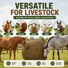[Horse Stuff] Hay Net, Hay Nets For Horses - Slow Feed Hay Nets For Horses, Heavy-Duty Round Bale Hay Bag For Reducing Waste & Promoting Healthy Eating - Stall Or Pasture Use, Horse Supplies - View 7