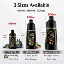 EELHOE 200ml Black Hair Dye Shampoo, Men's And Women's Three In One Hair Dye Shampoo, Herbal Ingredients Cover Gray Hair Quickly, Dye Hair For A Long Time, Moisturize Without Irritation,Semi-Permanent Hair Color Shampoo,Plant Extraction Hair Color Dye - 黑色200ml - 查看 9